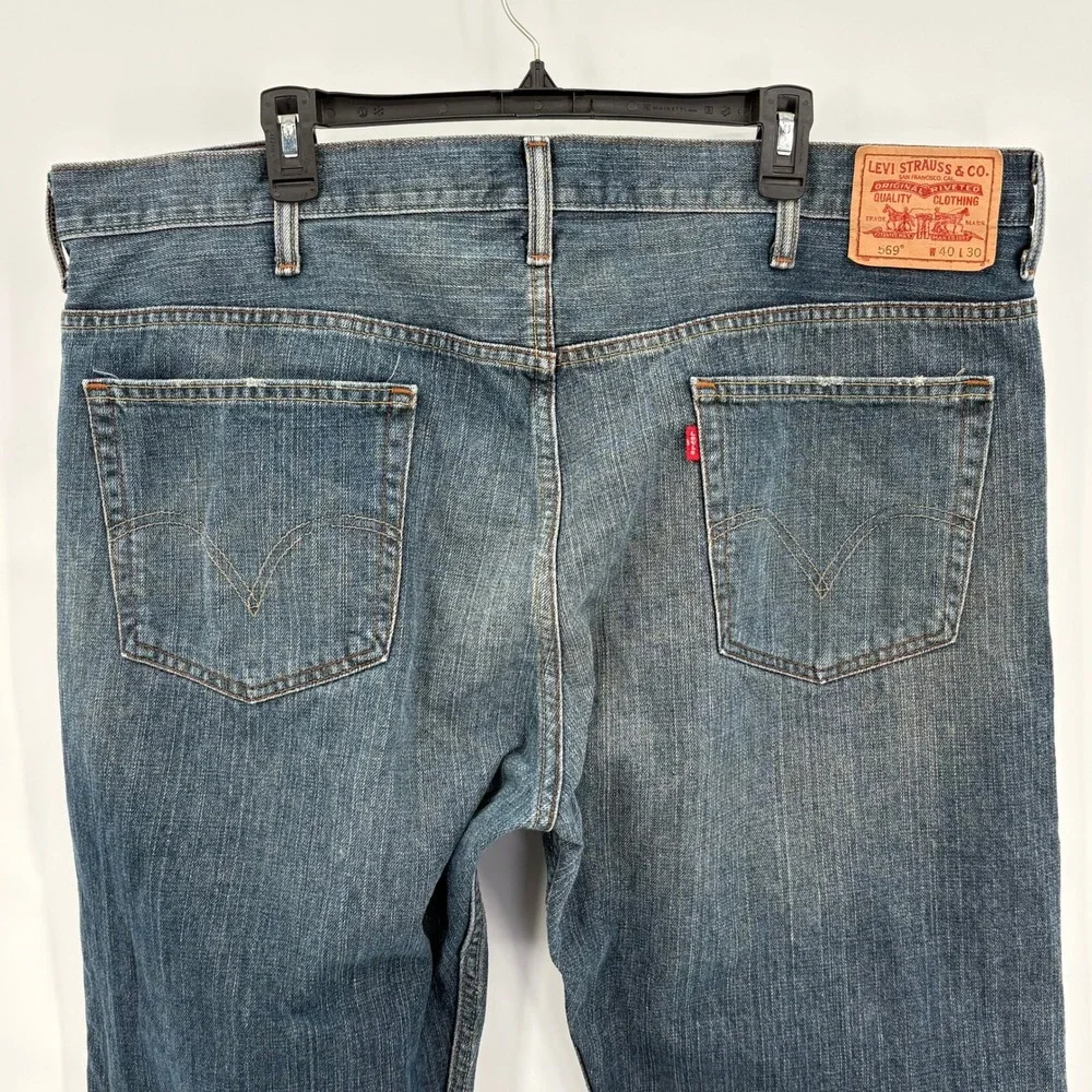 Levis 569 Loose Straight Jeans Mens 40x30‎ Medium Wash Blue Denim Baggy